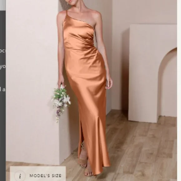 Revelry Jade Satin Dress | Copper - 725 - Picture 1 of 6